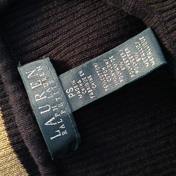 Lauren Ralph Lauren Womens Sweater Striped Black and Gold Size Petite S - Picture 6 of 7